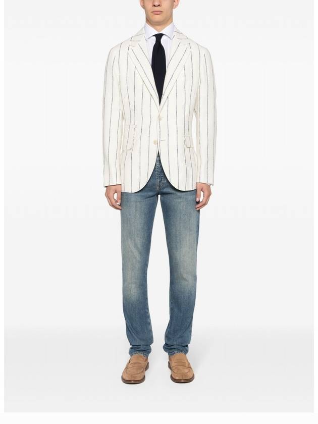 Wool Linen Blenad Jacket Light Beige - BRUNELLO CUCINELLI - BALAAN 6