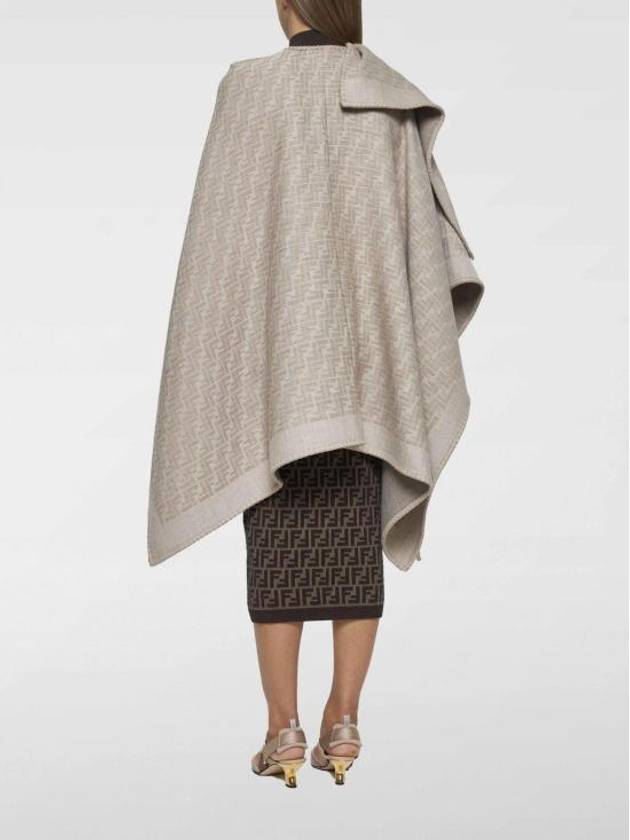 Wool Cashmere Poncho Beige - FENDI - BALAAN 3