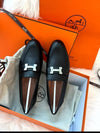 Paris Loafers Goatskin Palladium Noir - HERMES - BALAAN 2