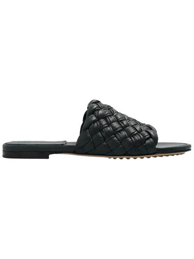 Intrecciato Leather Slippers Black - BOTTEGA VENETA - BALAAN 1