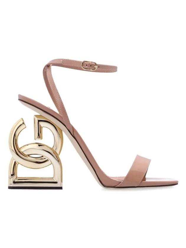 Keira Logo Sandals Heel Pink Beige - DOLCE&GABBANA - BALAAN 1