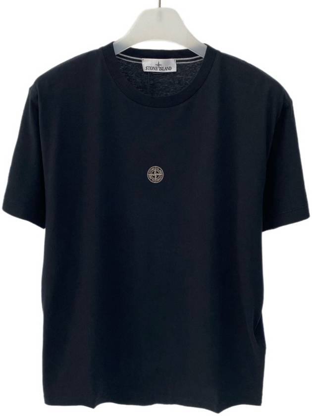 Garment Dyed Lettering One Print Cotton Jersey Short Sleeve T-Shirt Black - STONE ISLAND - BALAAN 3