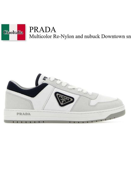 Downtown Triangle Logo Renylon Low Top Sneakers White - PRADA - BALAAN 2