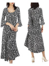 Women's Floral Long Dress Black - GANNI - BALAAN.