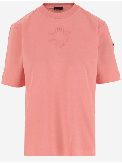 Embossed Logo Short Sleeve T-Shirt Pink - MONCLER - BALAAN 2