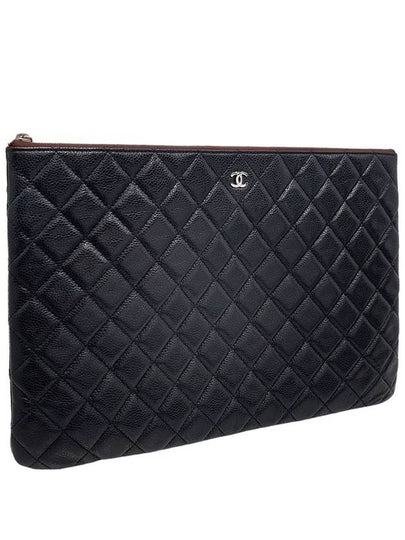 A82552 Caviar Skin Classic COCO Silver Logo Large Clutch - CHANEL - BALAAN 2