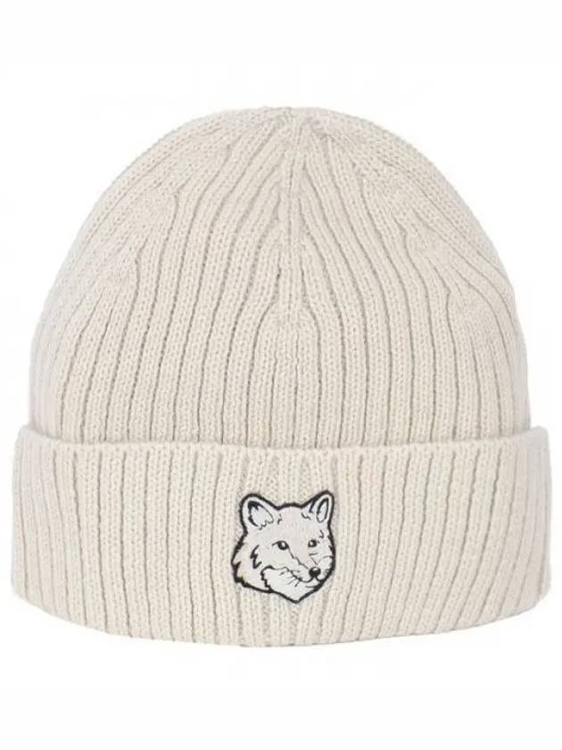 Wool Fox Head Beanie Light Beige - MAISON KITSUNE - BALAAN 2