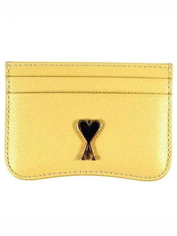 Paris heart logo card wallet yellow USL104AL 0036 720 1059457 - AMI - BALAAN 1