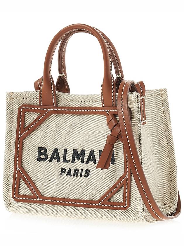 B-Army Small Canvas Tote Bag Beige Brown - BALMAIN - BALAAN 3