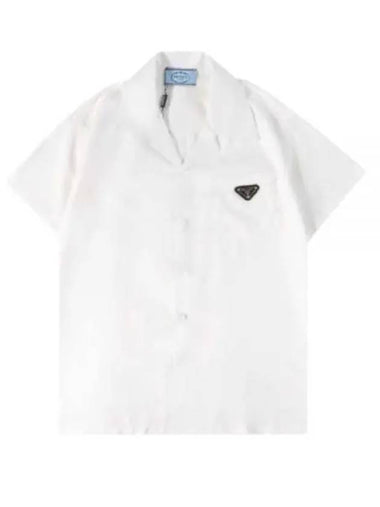 P476G S232 13QA F0009 Triangle Logo Cotton Short Sleeve Shirt - PRADA - BALAAN 1