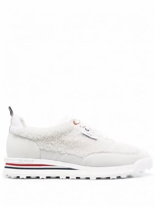 Tech Runner Shearling Suede Low Top Sneakers White - THOM BROWNE - BALAAN 2