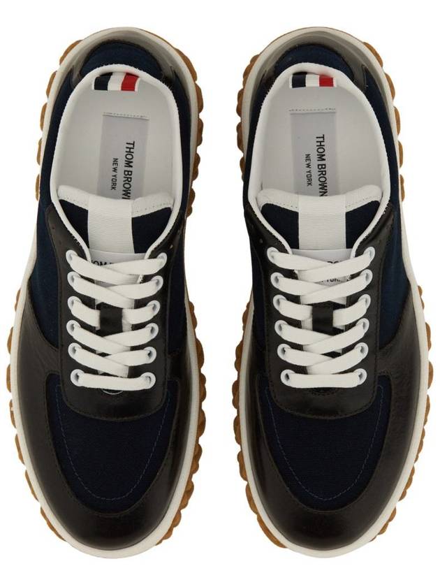 Letterman Panel Low-Top Sneakers Navy - THOM BROWNE - BALAAN 3