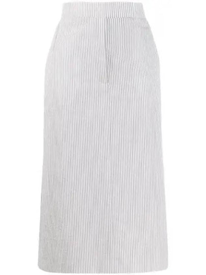 Women's Seersucker Lowride Mid Calf Pencil Skirt Medium Grey - THOM BROWNE - BALAAN 2