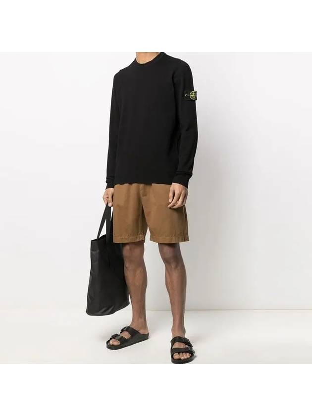 Men's Wappen Patch Crew Neck Cotton Knit Top Black - STONE ISLAND - BALAAN 4