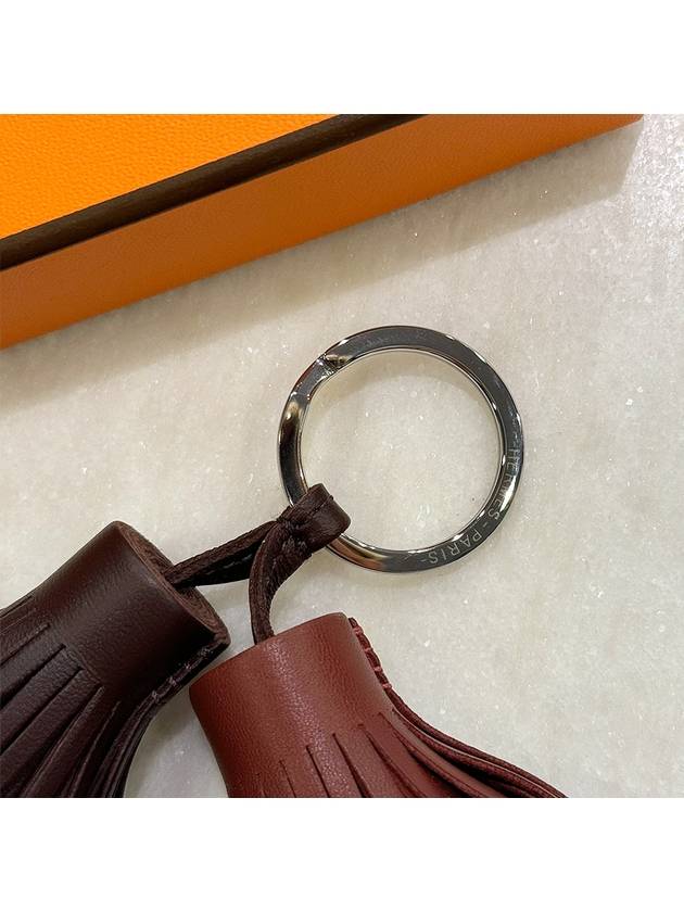 Keyring Carmen Uno Dos Duo Keyring Milo Lambskin Black Brown - HERMES - BALAAN 3