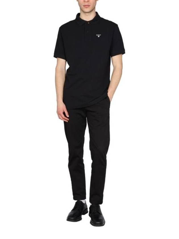 Men's Embroidered Logo Sports Polo Shirt Black - BARBOUR - BALAAN 4