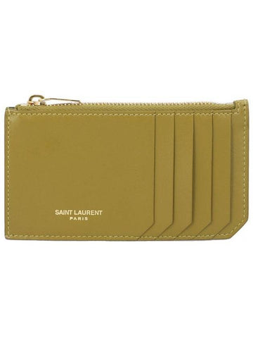 Monogram Fragment Card Wallet Green - SAINT LAURENT - BALAAN 1