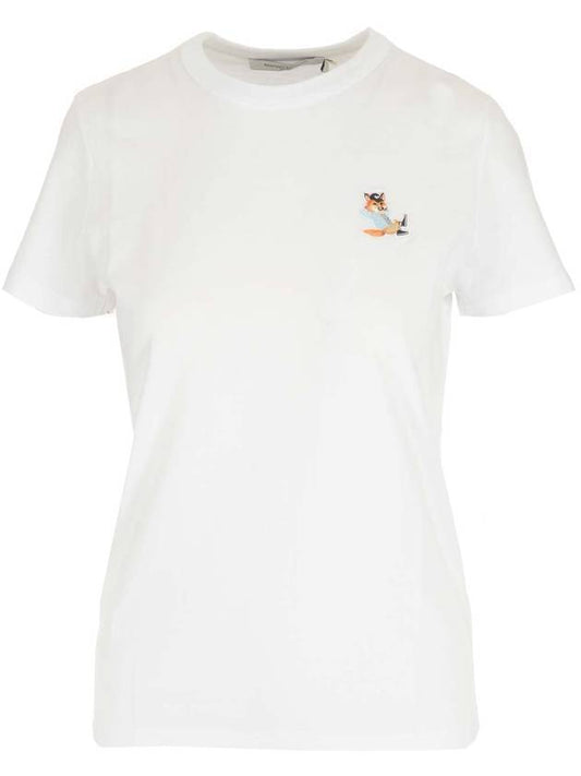 Dressed Fox Patch Classic Cotton Short Sleeve T-Shirt White - MAISON KITSUNE - BALAAN 1