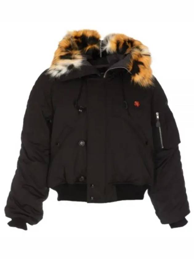 Boke Flower Fur Bomber Jacket Black - KENZO - BALAAN 2