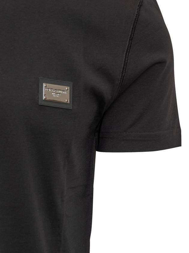 Logo Patch Crew Neck Cotton Short Sleeve T-Shirt Black - DOLCE&GABBANA - BALAAN 4