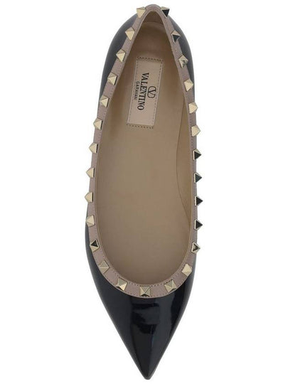 Patent Leather Rockstud Ballerina Black - VALENTINO - BALAAN 2