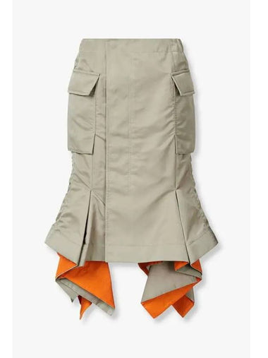 Women s Unbalanced Hem Twill Skirt Khaki - SACAI - BALAAN 1