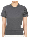 Diagonal Armband Cotton Short Sleeve Knit Top Grey - THOM BROWNE - BALAAN 4