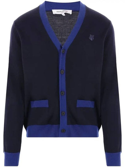 Bold Fox Head Patch Two-Tone Cardigan Ink Blue - MAISON KITSUNE - BALAAN 2