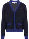 Bold Fox Head Patch Two-Tone Cardigan Ink Blue - MAISON KITSUNE - BALAAN 2