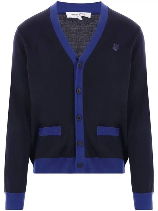 Bold Fox Head Patch Two-Tone Cardigan Ink Blue - MAISON KITSUNE - BALAAN 2