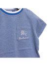 Kids Embroidered Logo Pocket Short Sleeve T-Shirt Blue - BURBERRY - BALAAN 7