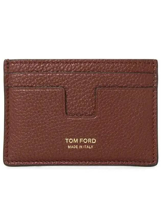 Classic Logo Grain Leather Card Wallet Brown - TOM FORD - BALAAN 2