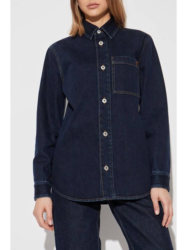 Burberry Denim Shirt With Pocket, Women's, Navy Blue - BURBERRY - BALAAN 3