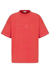 Oversized Fit Cotton Jersey Short Sleeve T-Shirt Red - DIOR - BALAAN 1