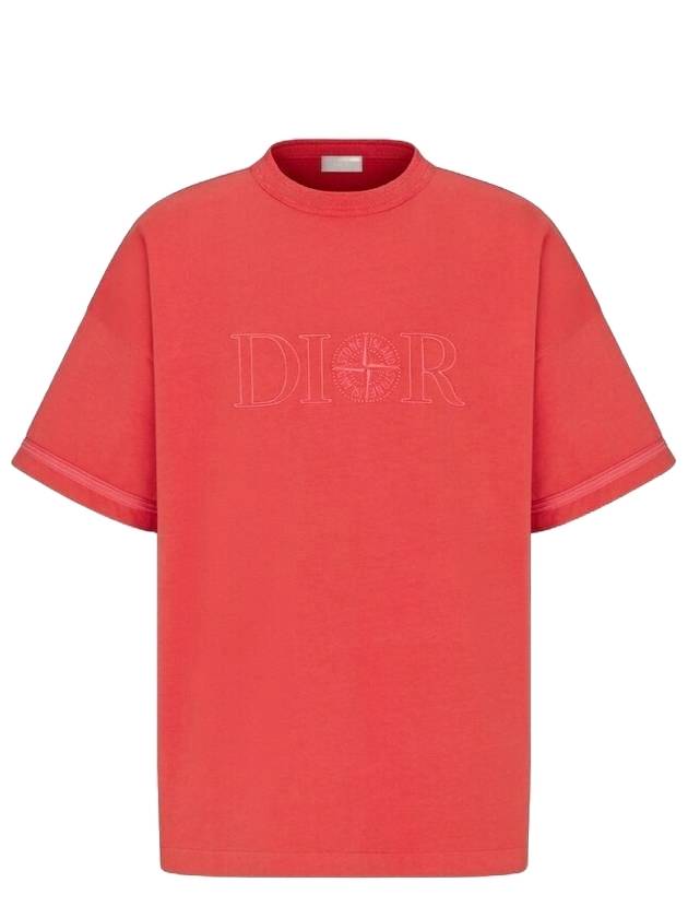 Oversized Fit Cotton Jersey Short Sleeve T-Shirt Red - DIOR - BALAAN 1