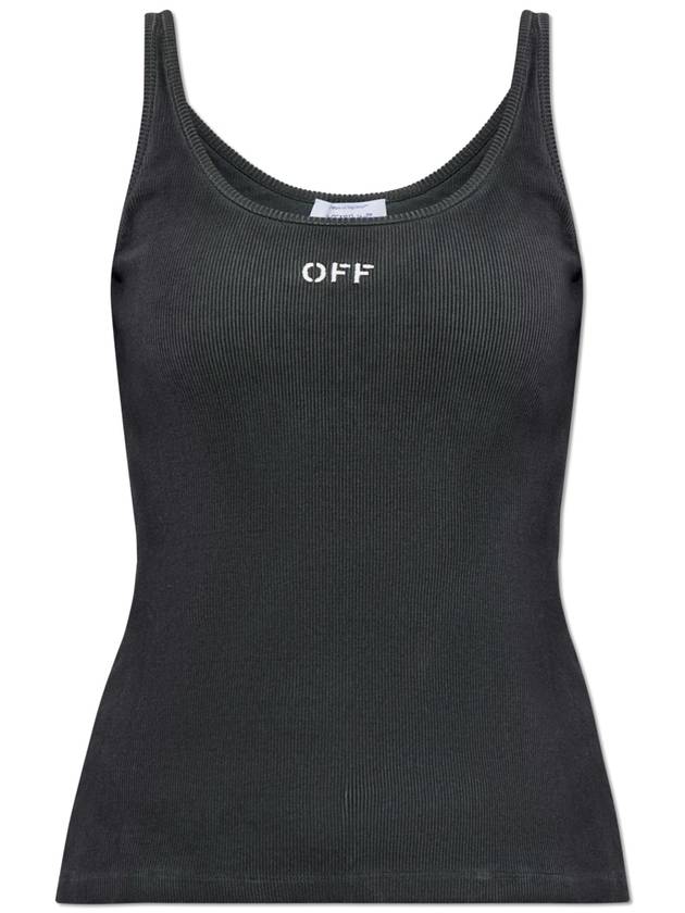 Off-White Ribbed Top With Logo, Women's, Black - OFF WHITE - BALAAN 1