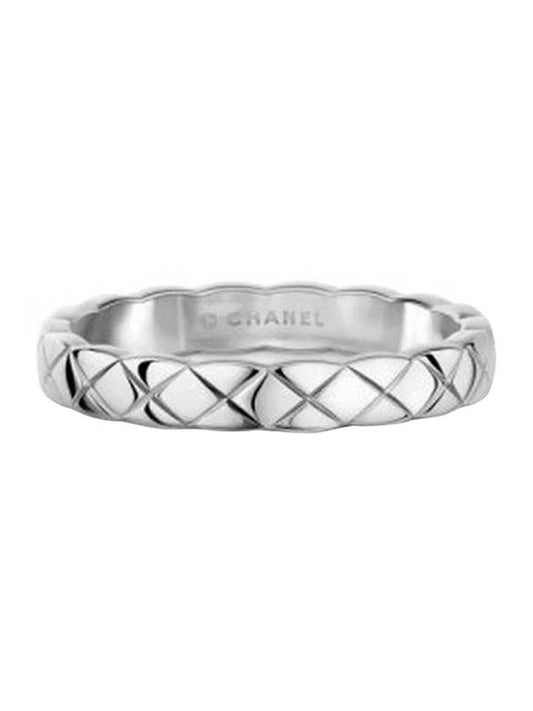 Coco Crush Quilted Ring White Gold - CHANEL - BALAAN.