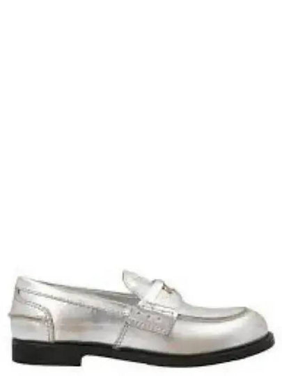 Vintage Effect Leather Penny Loafers Silver - MIU MIU - BALAAN 2