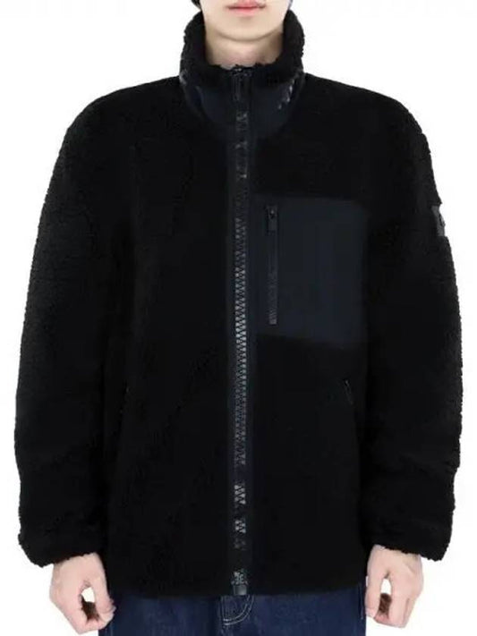 Men's Sagrek Shearling Fleece Zip-Up Jacket Black - MOOSE KNUCKLES - BALAAN 2