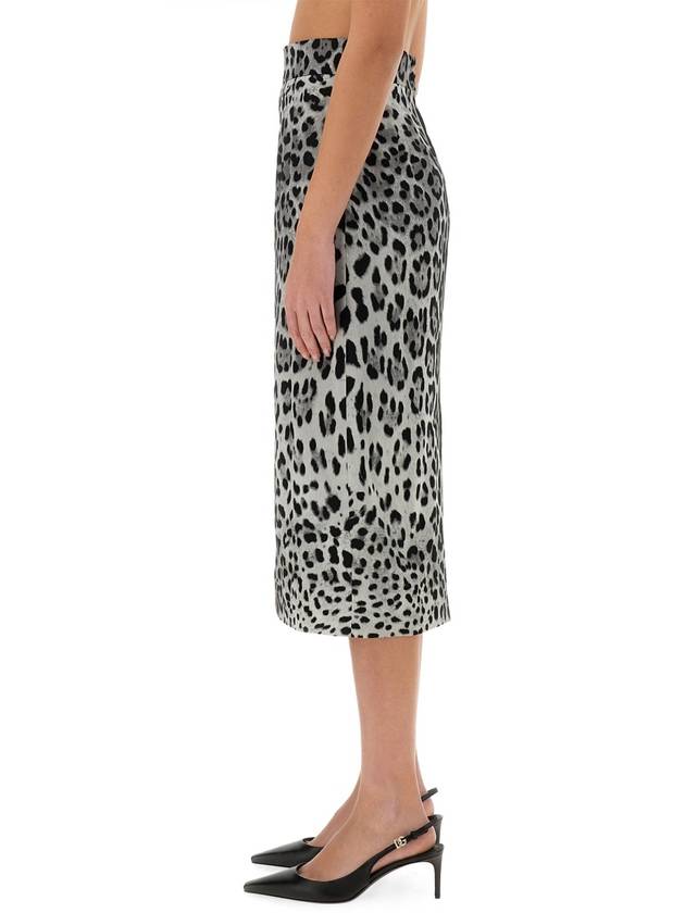 LEOPARD PRINT CHARMEUSE LONGUETTE SKIRT - DOLCE&GABBANA - BALAAN 4