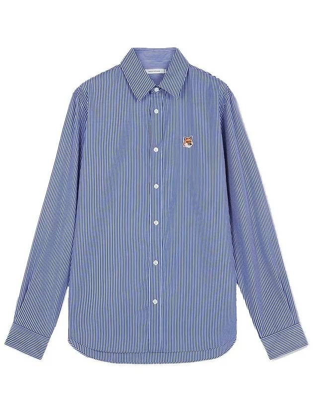 Fox Head Stripe Long Sleeve Shirt Blue - MAISON KITSUNE - BALAAN 2