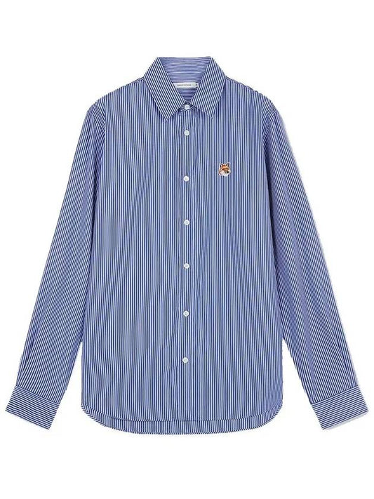 Fox Head Stripe Long Sleeve Shirt Blue - MAISON KITSUNE - BALAAN 2