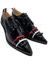 Soft Patent Leather Micro Sole 3-Bow 50mm Curved Longwing Brogue Pumps Black - THOM BROWNE - BALAAN 3