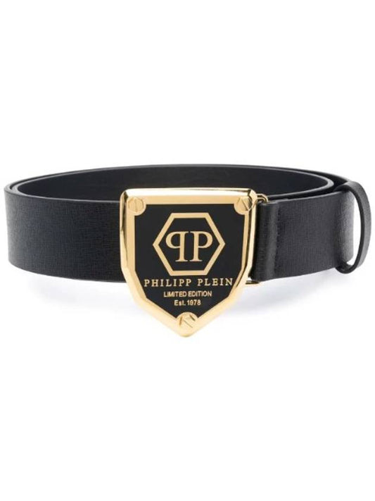 logo decorated leather belt FAAAMVA0696PLE010N - PHILIPP PLEIN - BALAAN 1