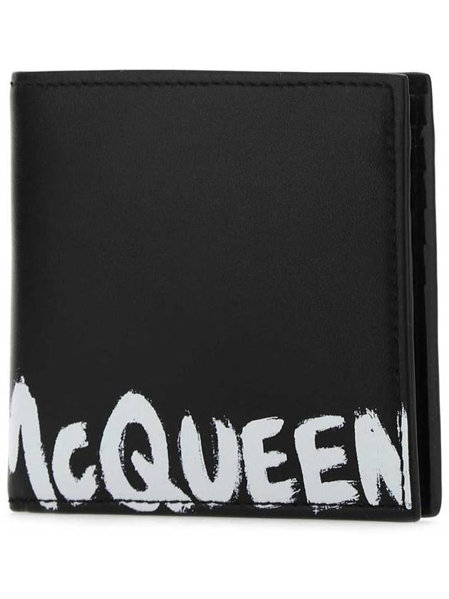 Graffiti Signature Logo Half Wallet Black - ALEXANDER MCQUEEN - BALAAN 3