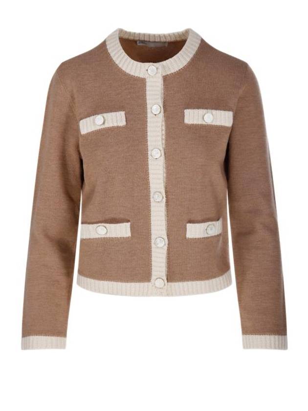 Kendra Cardigan Camel Heather French Cream - TORY BURCH - BALAAN 1