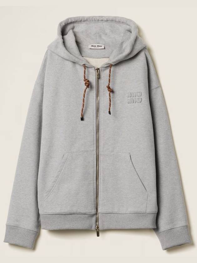 Cotton Fleece Hooded Jacket Green - MIU MIU - BALAAN 2