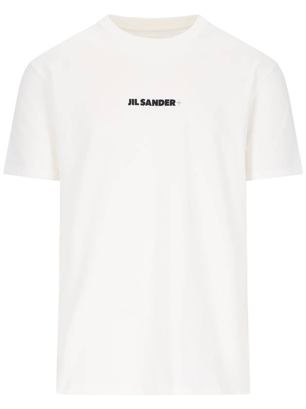 Logo Print Crew Neck Short Sleeve T-shirt Porcelain - JIL SANDER - BALAAN 2