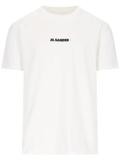 Logo Print Crew Neck Short Sleeve T-shirt Porcelain - JIL SANDER - BALAAN 2