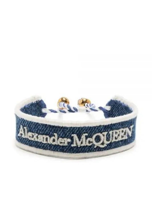 Skull Logo Fabric Bracelet Blue - ALEXANDER MCQUEEN - BALAAN 2